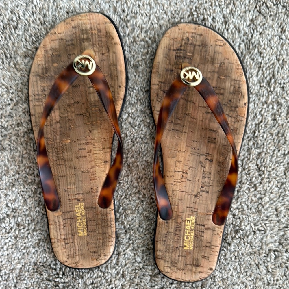 Michael Kors Tortoise Shell Flip Flops